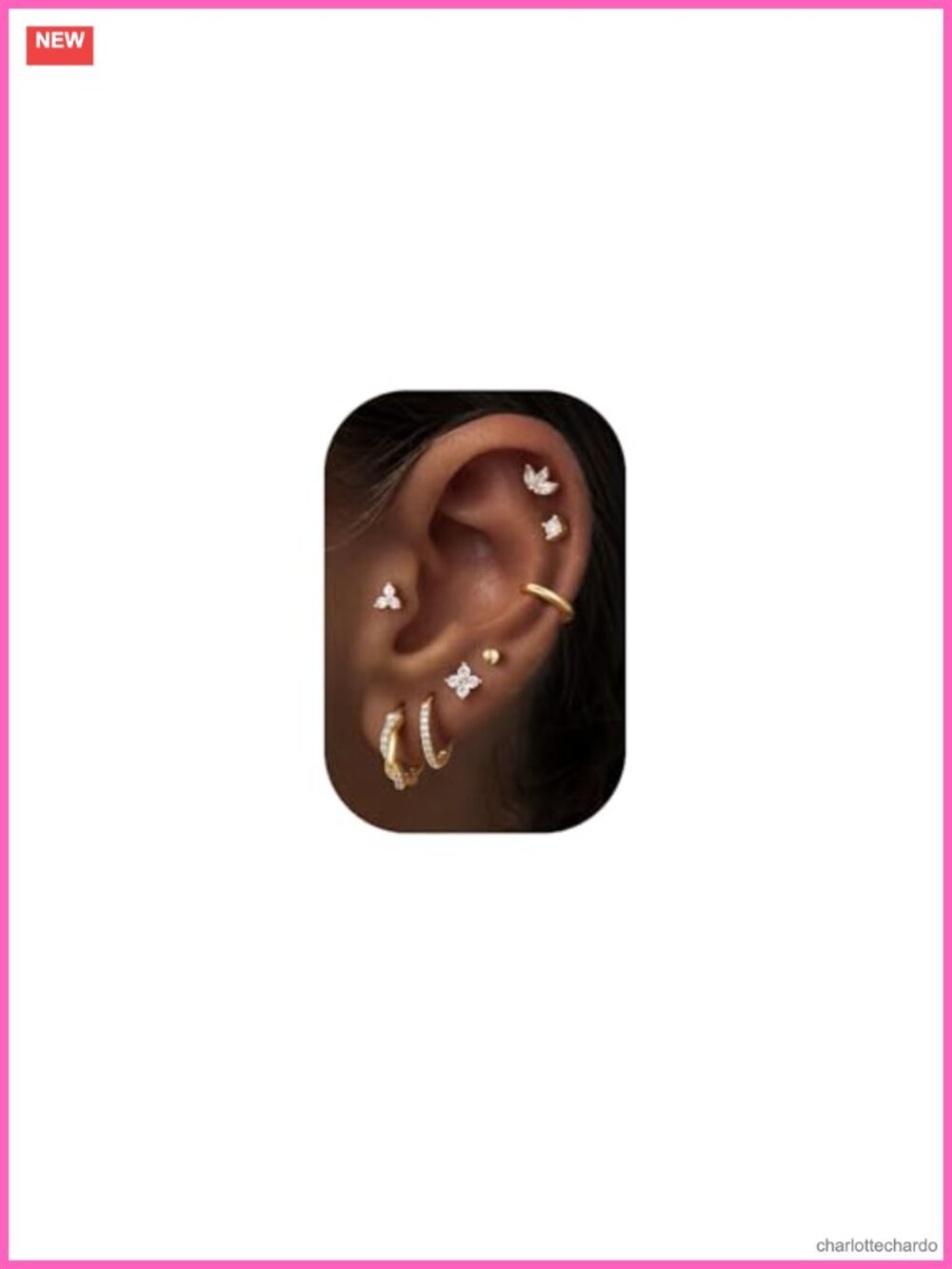 8 Pair Hypoallergenic 14K Gold Plated Huggie Hoop Earrings Set for Women